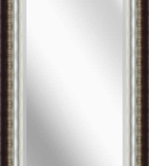 Brown and Gold Scoop Long Rectangle Bevelled Mirror