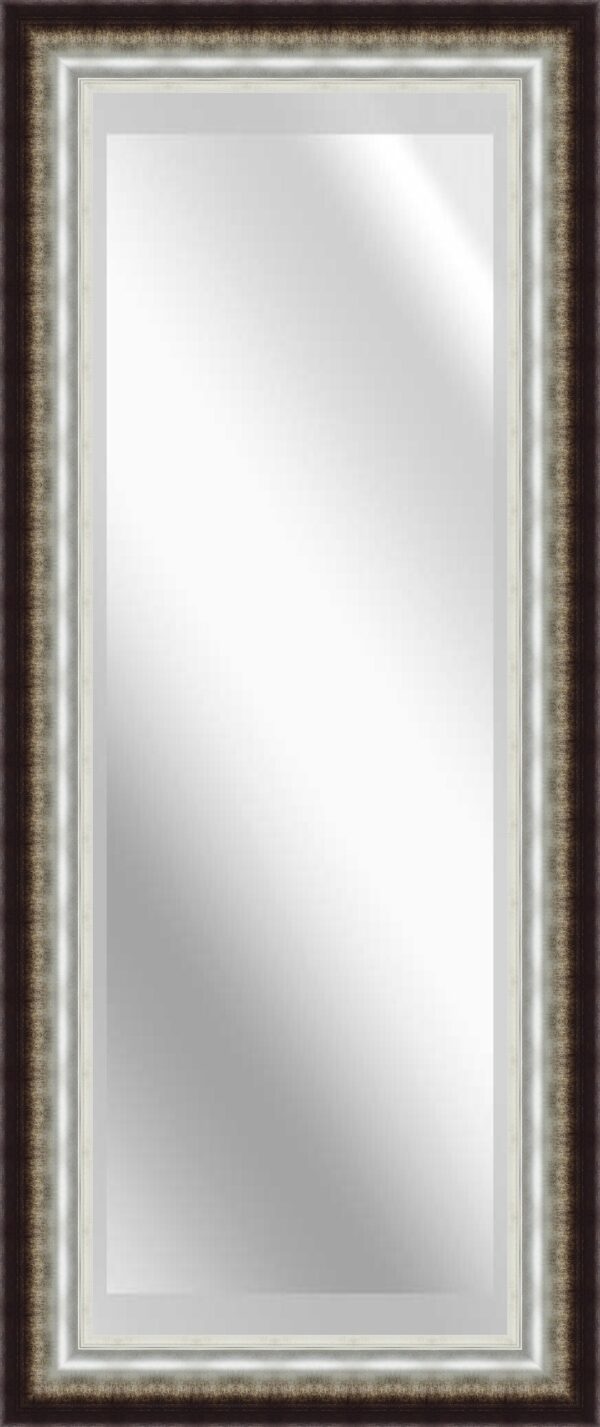 Brown and Gold Scoop Long Rectangle Bevelled Mirror