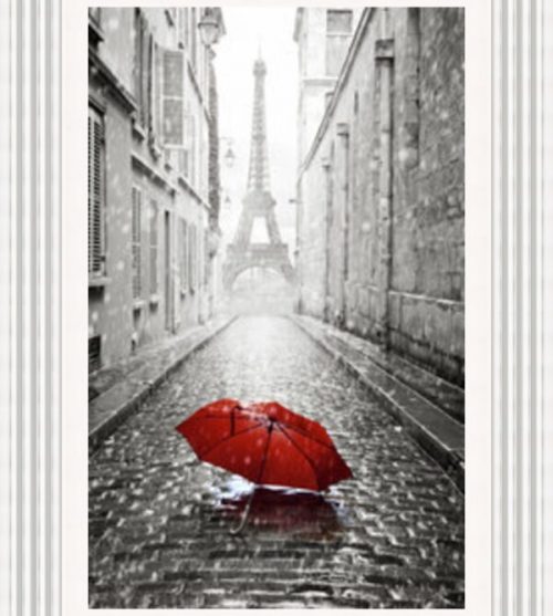 Eiffel Tower with Red Umbrella