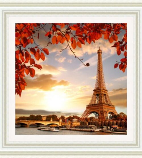 Eiffel Tower with Autumn leaves