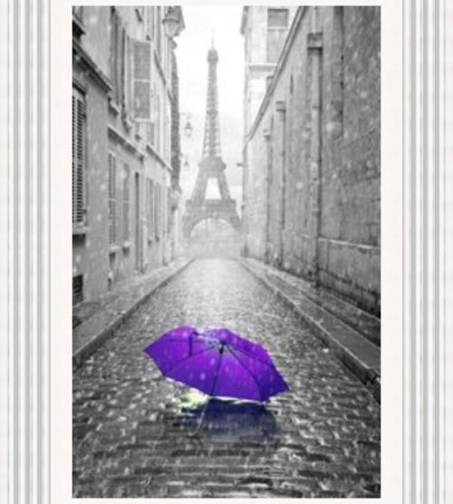 Eiffel Tower with Purple Umbrella