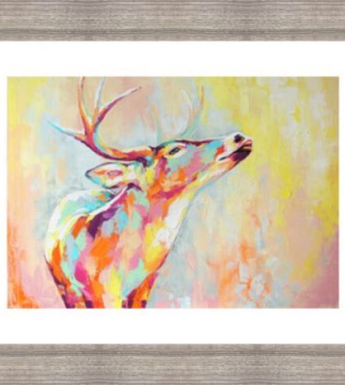 Oil Painted Stag on Canvas Effect