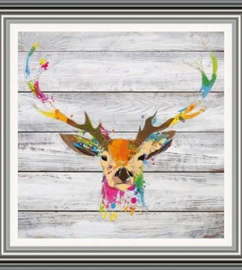 Stag Head Colour on Wood