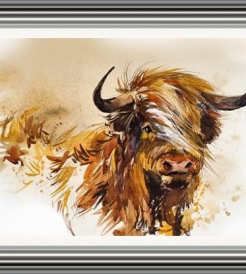 Watercolour Highland Cow