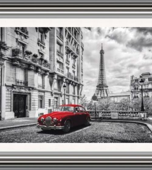 Eiffel Tower with Red Jaguar
