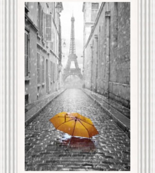 Eiffel Tower with Yellow Umbrella