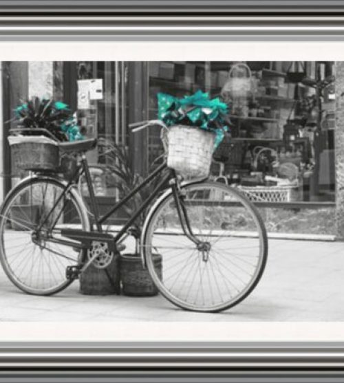 Vintage Bicycle with Flowers (Teal)